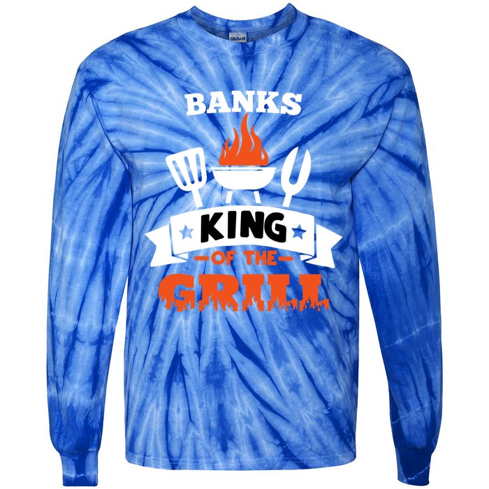 Banks King Of The Grill Grilling Bbq Chef Master Cooking Gift Tie-Dye Long Sleeve Shirt