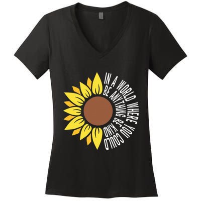 Be Kind Orange Flower Anti Bullying Awareness Unity Day Women's V-Neck T-Shirt