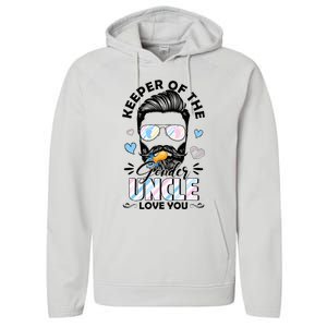 Beard Keeper Of Gender Uncle Loves You Gender Reveal Performance Fleece Hoodie