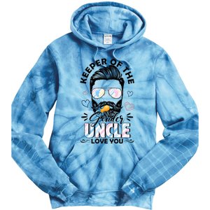 Beard Keeper Of Gender Uncle Loves You Gender Reveal Tie Dye Hoodie