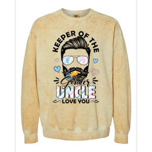 Beard Keeper Of Gender Uncle Loves You Gender Reveal Colorblast Crewneck Sweatshirt