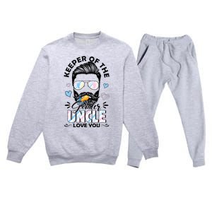 Beard Keeper Of Gender Uncle Loves You Gender Reveal Premium Crewneck Sweatsuit Set