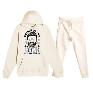 Beard Keeper Of Gender Uncle Loves You Gender Reveal Premium Hooded Sweatsuit Set