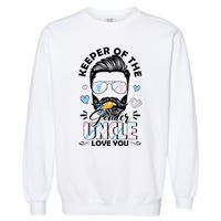 Beard Keeper Of Gender Uncle Loves You Gender Reveal Garment-Dyed Sweatshirt