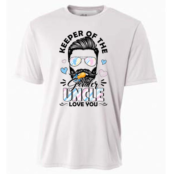 Beard Keeper Of Gender Uncle Loves You Gender Reveal Cooling Performance Crew T-Shirt