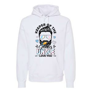 Beard Keeper Of Gender Uncle Loves You Gender Reveal Premium Hoodie