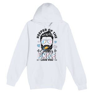 Beard Keeper Of Gender Uncle Loves You Gender Reveal Premium Pullover Hoodie