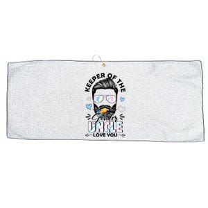 Beard Keeper Of Gender Uncle Loves You Gender Reveal Large Microfiber Waffle Golf Towel