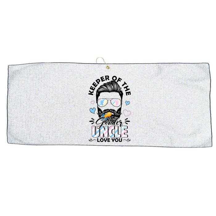 Beard Keeper Of Gender Uncle Loves You Gender Reveal Large Microfiber Waffle Golf Towel