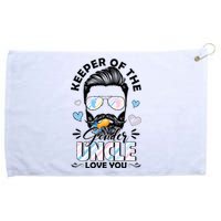 Beard Keeper Of Gender Uncle Loves You Gender Reveal Grommeted Golf Towel