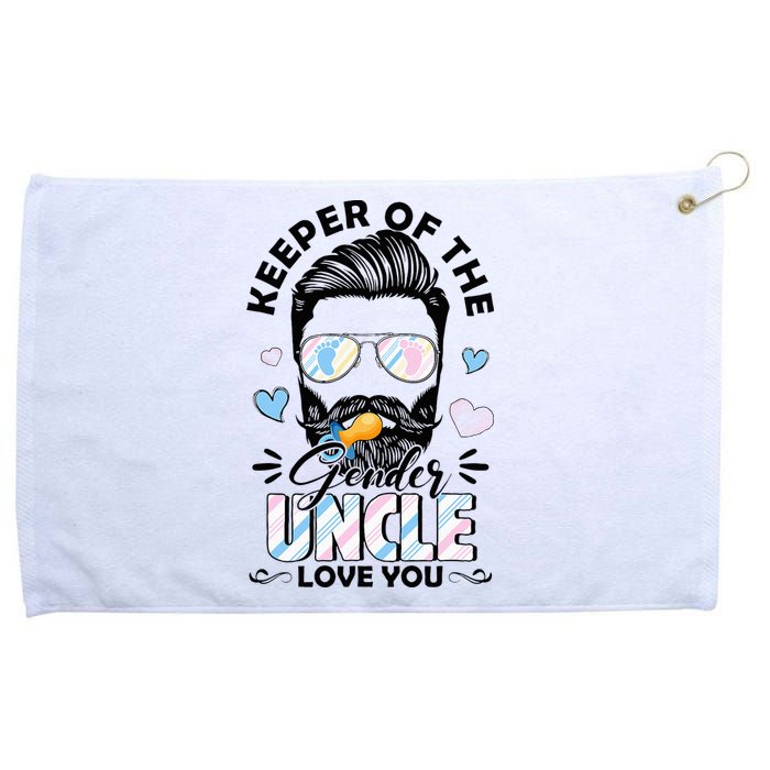 Beard Keeper Of Gender Uncle Loves You Gender Reveal Grommeted Golf Towel