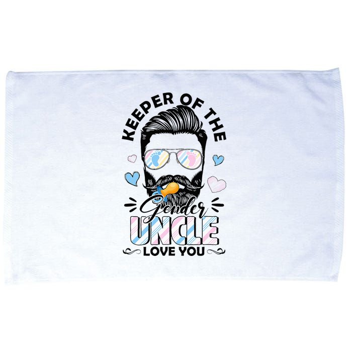 Beard Keeper Of Gender Uncle Loves You Gender Reveal Microfiber Hand Towel