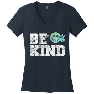 Be Kind Peace on Earth Anti Bullying UNITY DAY Orange Women's V-Neck T-Shirt