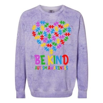 Be Kind Puzzle Heart Kindness Autism Awareness  Wo Kid Colorblast Crewneck Sweatshirt