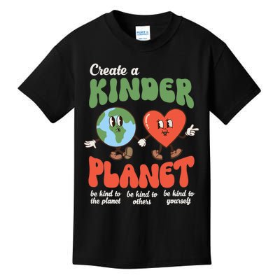 Be Kind Planet Save Earth Day Retro Groovy Environment Kids T-Shirt