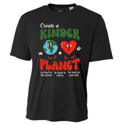 Be Kind Planet Save Earth Day Retro Groovy Environment Cooling Performance Crew T-Shirt