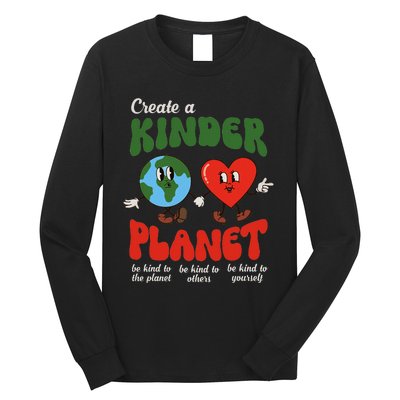 Be Kind Planet Save Earth Day Retro Groovy Environment Long Sleeve Shirt