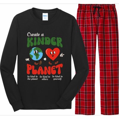 Be Kind Planet Save Earth Day Retro Groovy Environment Long Sleeve Pajama Set