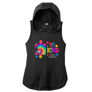 Be Kind Puzzle Pieces Tie Dye Cute Autism Awareness Ladies PosiCharge Tri-Blend Wicking Draft Hoodie Tank