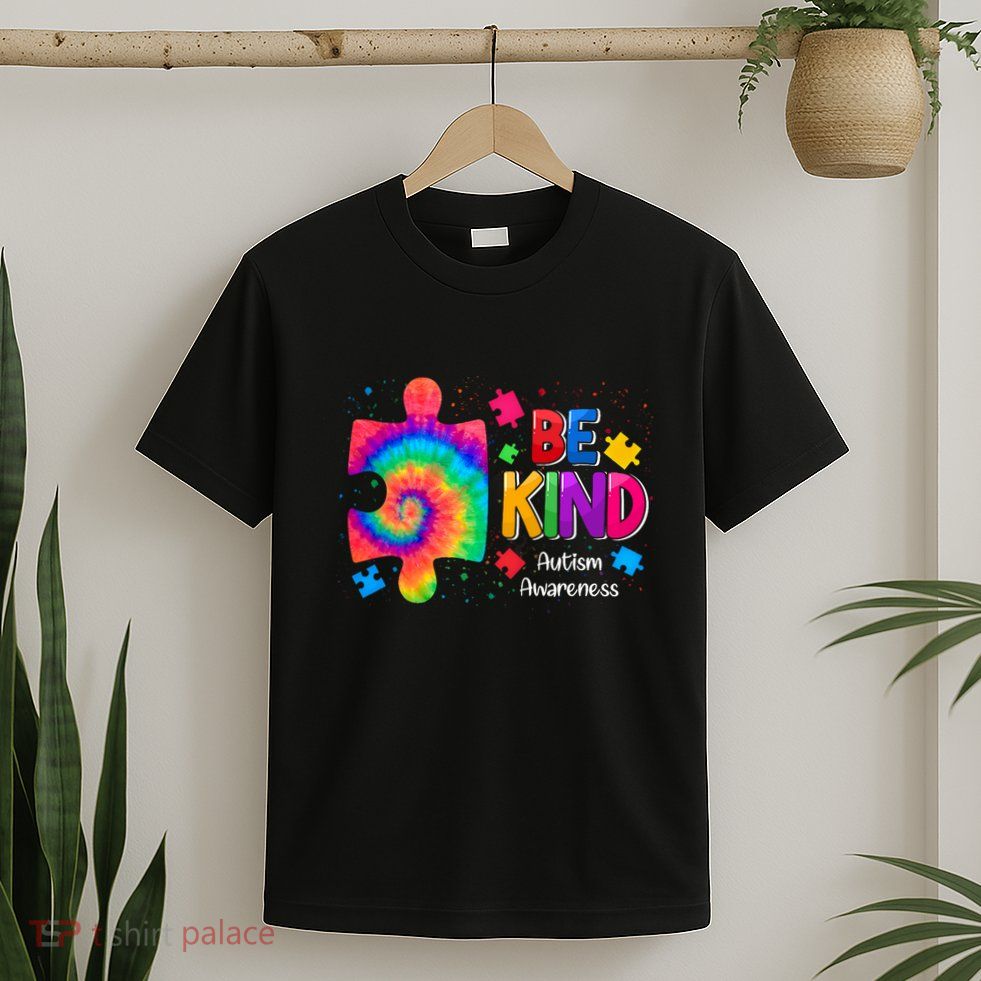 Be Kind Puzzle Pieces Tie Dye Cute Autism Awareness T-Shirt