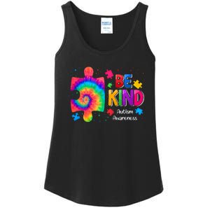 Be Kind Puzzle Pieces Tie Dye Cute Autism Awareness Ladies Essential Tank