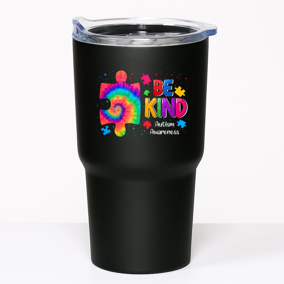 Be Kind Puzzle Pieces Tie Dye Cute Autism Awareness Tumbler