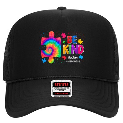 Be Kind Puzzle Pieces Tie Dye Cute Autism Awareness Trucker Hat
