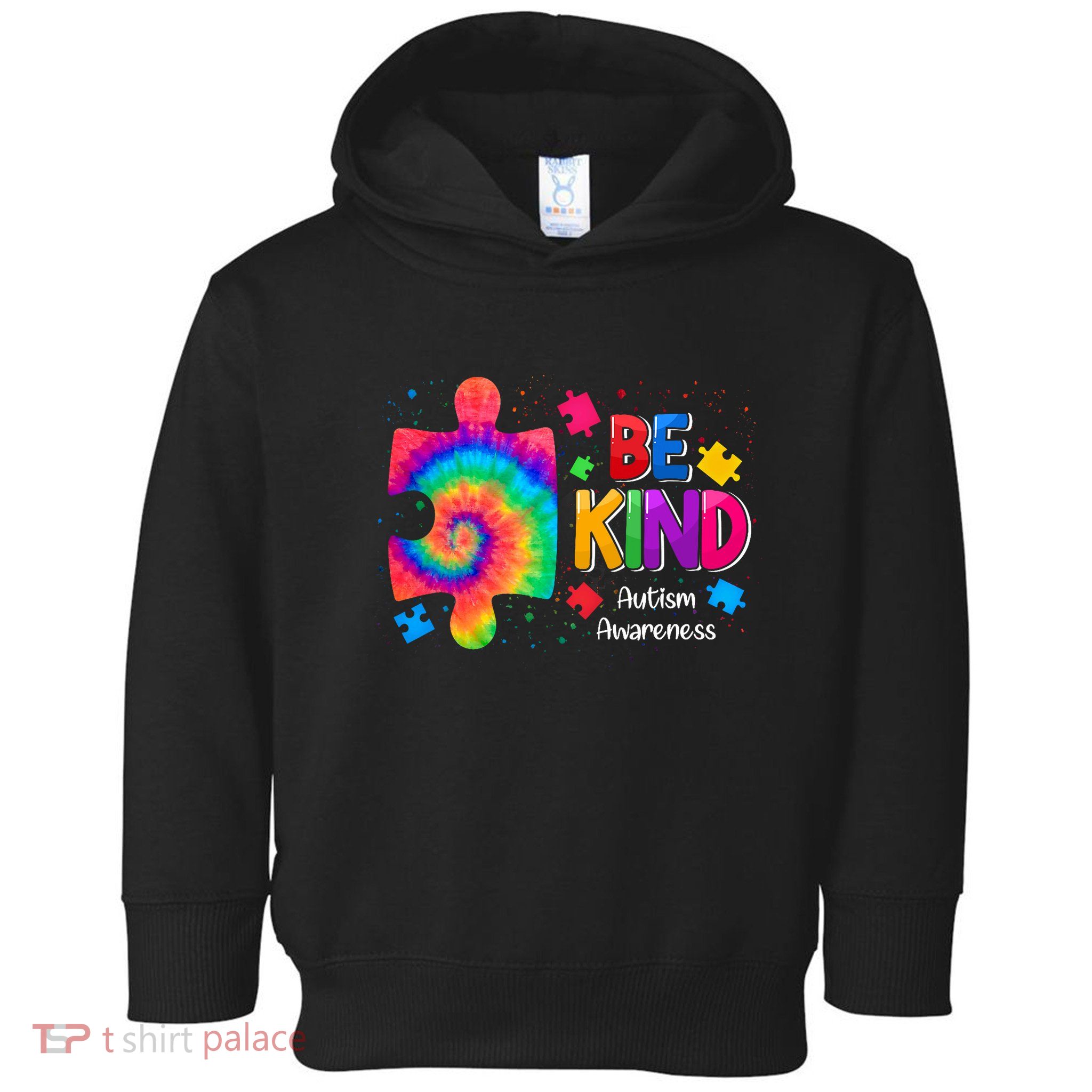 Be Kind Puzzle Pieces Tie Dye Cute Autism Awareness Toddler Hoodie
