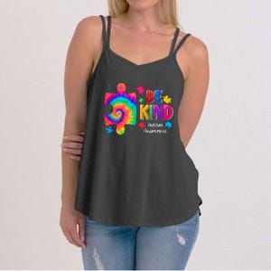 Be Kind Puzzle Pieces Tie Dye Cute Autism Awareness Women's Strappy Tank