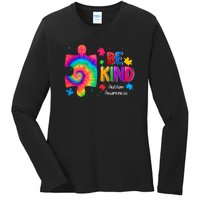 Be Kind Puzzle Pieces Tie Dye Cute Autism Awareness Ladies Long Sleeve Shirt