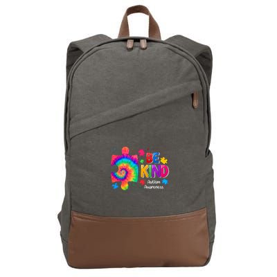 Be Kind Puzzle Pieces Tie Dye Cute Autism Awareness Cotton Canvas Backpack