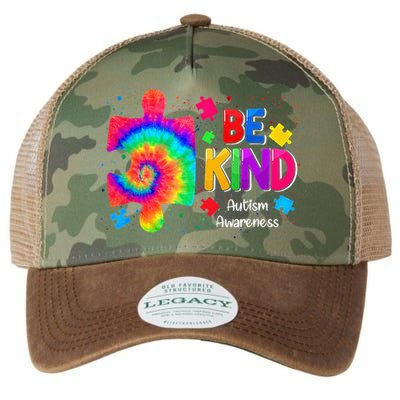Be Kind Puzzle Pieces Tie Dye Cute Autism Awareness Legacy Tie Dye Trucker Hat