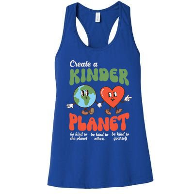 Be Kind Planet Save Earth Day Retro Gift Women's Racerback Tank