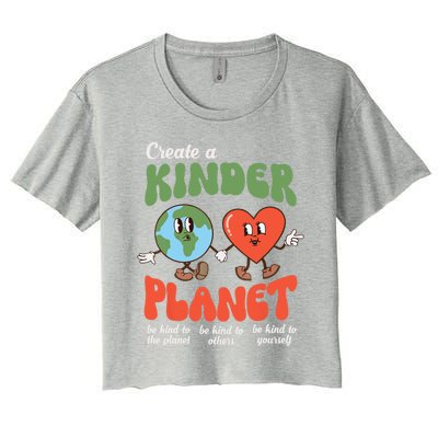 Be Kind Planet Save Earth Day Retro Gift Women's Crop Top Tee