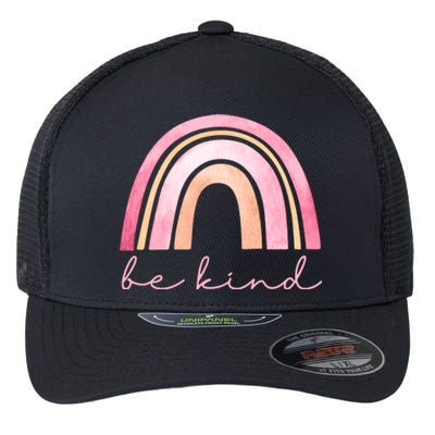 Be Kind Pink Rainbow Cute Gift Flexfit Unipanel Trucker Cap