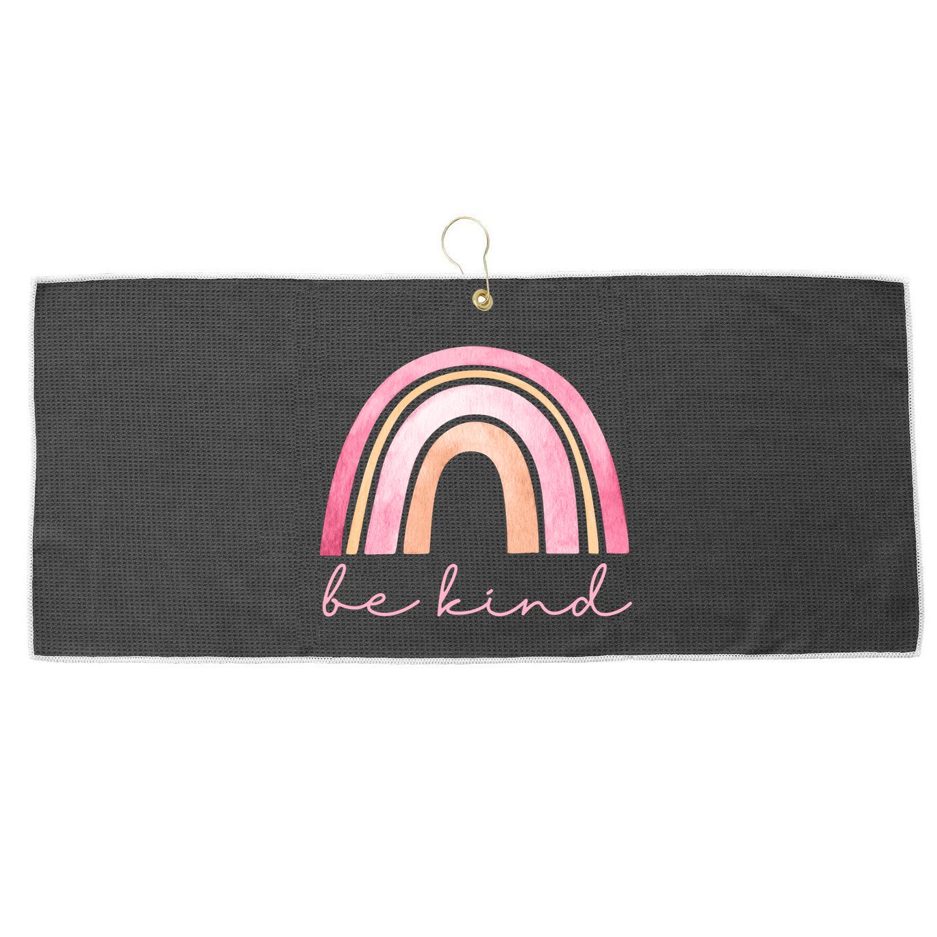 Be Kind Pink Rainbow Cute Gift Large Microfiber Waffle Golf Towel