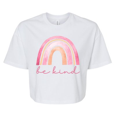 Be Kind Pink Rainbow Cute Gift Bella+Canvas Jersey Crop Tee