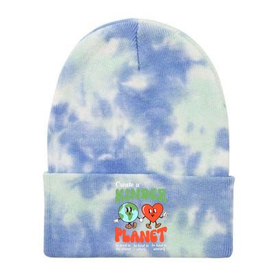 Be Kind Planet Save Earth Day Retro Groovy Environment Tie Dye 12in Knit Beanie