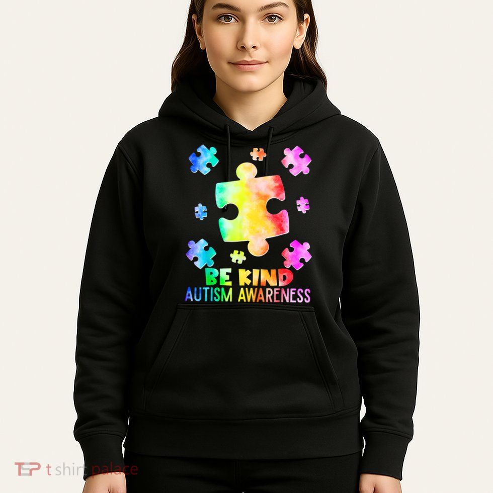  Be Kind Puzzle Pieces Tie Dye Autism Awareness Hoodie