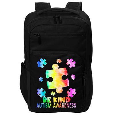  Be Kind Puzzle Pieces Tie Dye Autism Awareness Impact Tech Backpack