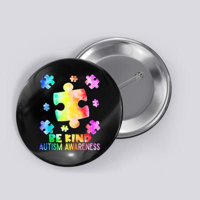  Be Kind Puzzle Pieces Tie Dye Autism Awareness Button