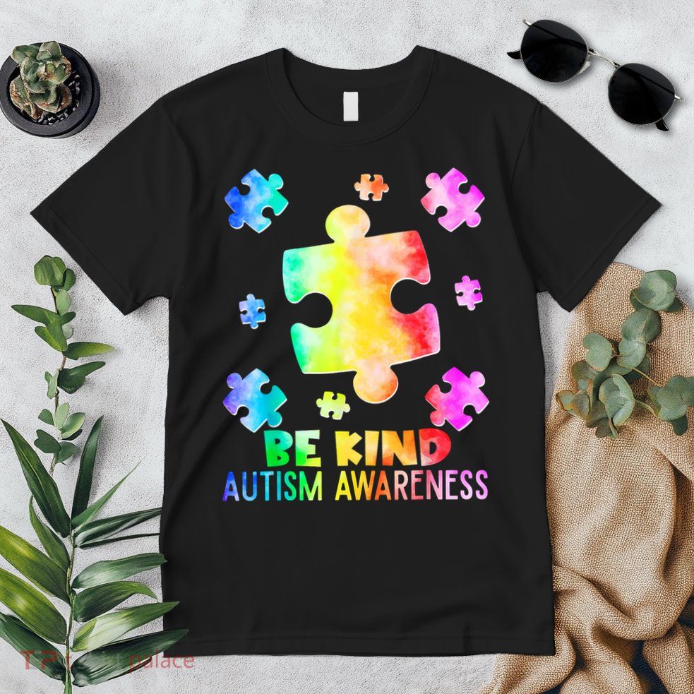  Be Kind Puzzle Pieces Tie Dye Autism Awareness Premium T-Shirt
