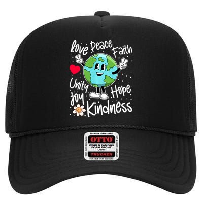 Be Kind Peace On Earth Anti Bullying Erath UNITY DAY Orange High Crown Mesh Back Trucker Hat