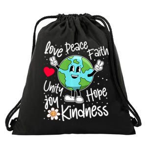 Be Kind Peace On Earth Anti Bullying Erath UNITY DAY Orange Drawstring Bag