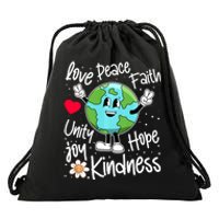 Be Kind Peace On Earth Anti Bullying Erath UNITY DAY Orange Drawstring Bag