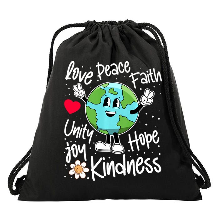 Be Kind Peace On Earth Anti Bullying Erath UNITY DAY Orange Drawstring Bag