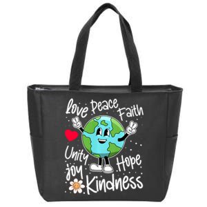 Be Kind Peace On Earth Anti Bullying Erath UNITY DAY Orange Zip Tote Bag