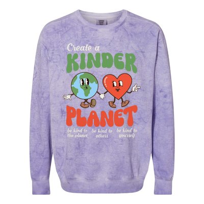 Be Kind Planet Save Earth Day Retro Groovy Environment Colorblast Crewneck Sweatshirt