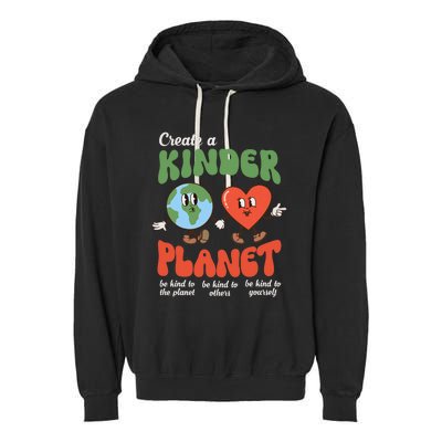 Be Kind Planet Save Earth Day Retro Groovy Environment Garment-Dyed Fleece Hoodie