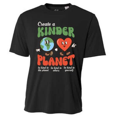 Be Kind Planet Save Earth Day Retro Groovy Environment Cooling Performance Crew T-Shirt